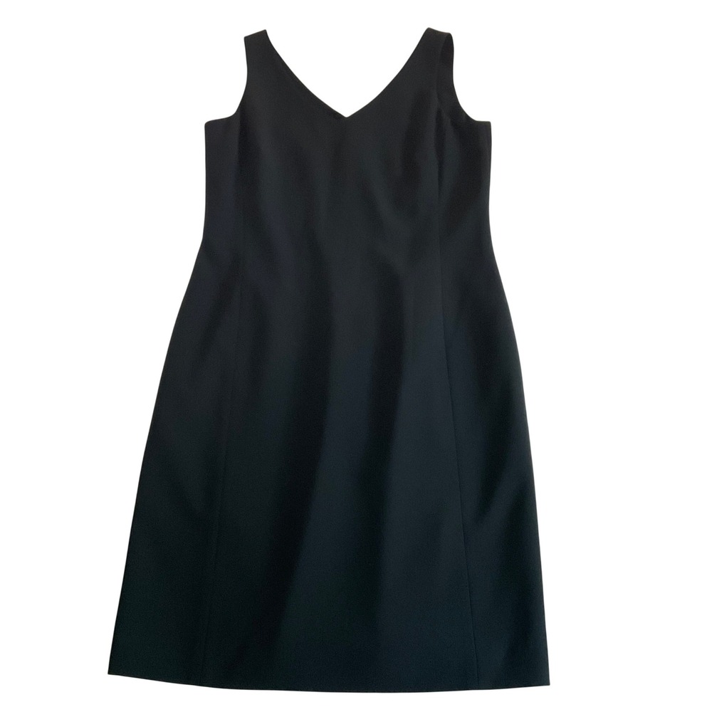 Jones New York Sheath Dress Women 10 Black V-Neck Sleeveless Professional LBD